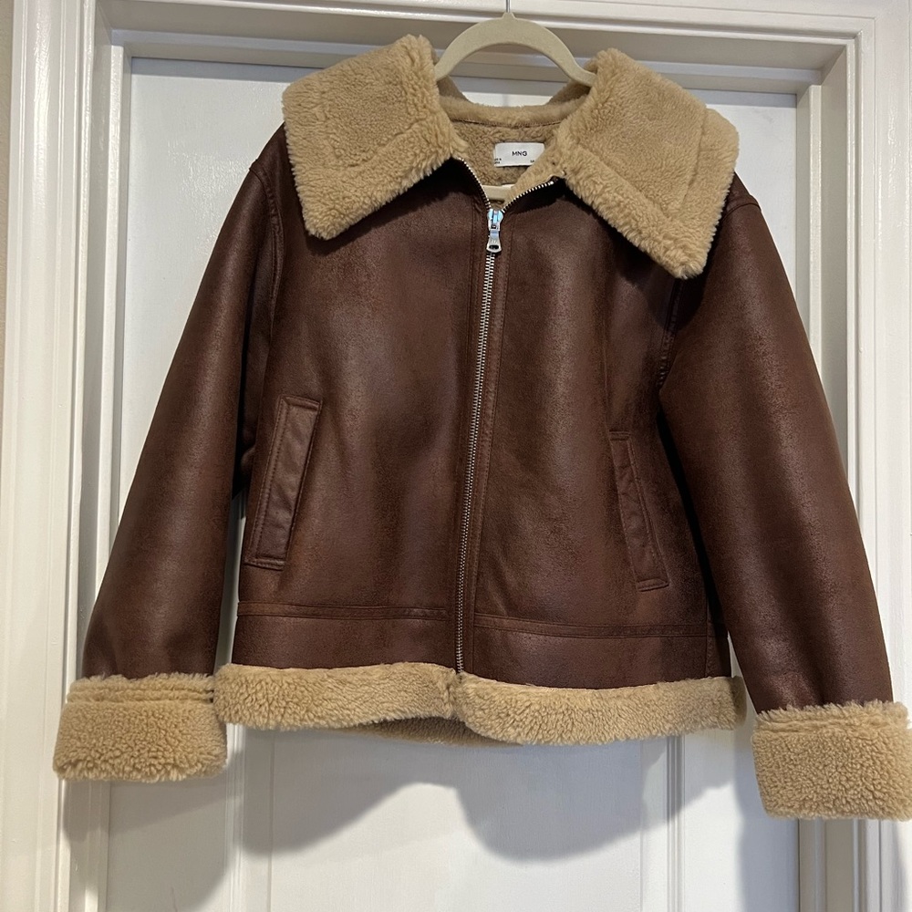 Brown Mango Shearling Collar Jacket Women’s M